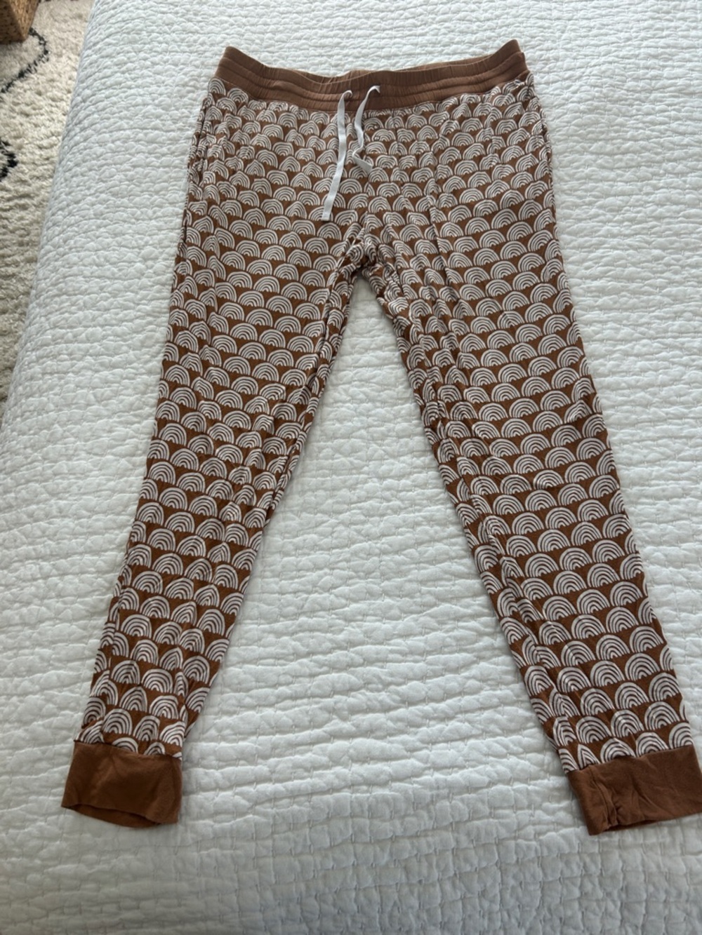 Little Sleepies Brown and White Rainbow Print Pajama Joggers